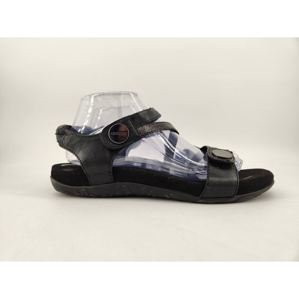 Aetrex Jess Strap Sandals Womens 9-9.5 Black Metallic Strappy Comfort SE210W - Picture 7 of 16